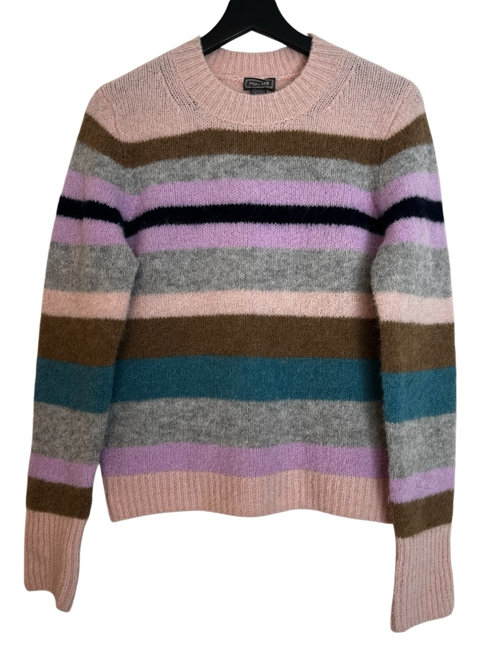 Point Sur Alpaca Stripe Crewneck Sweater Multicolor Size Medium Spring Cozy
